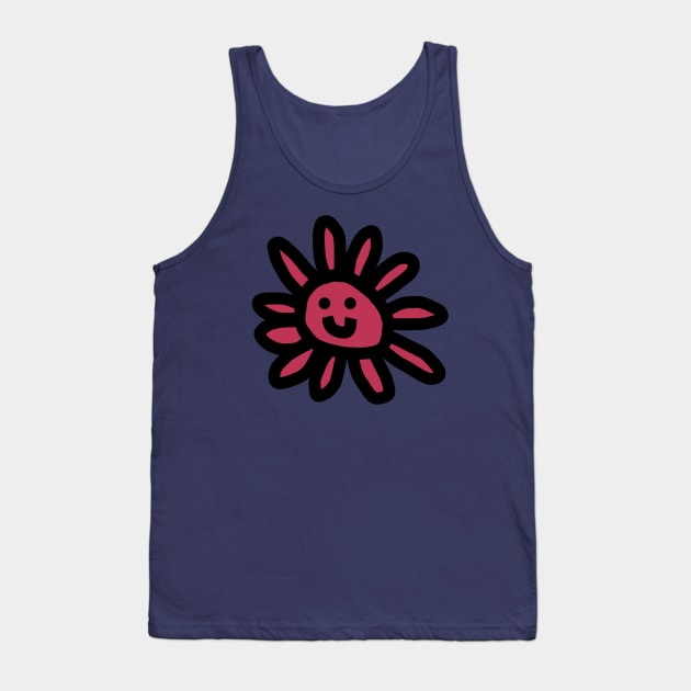 Daisy Flower Smiley Face Graphic Viva Magenta Tank Top by ellenhenryart